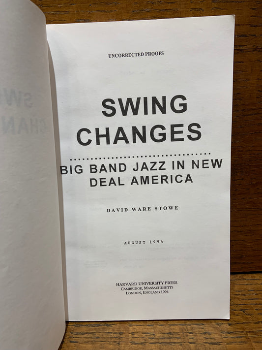 Swing Changes: Big Band Jazz in New Deal America
