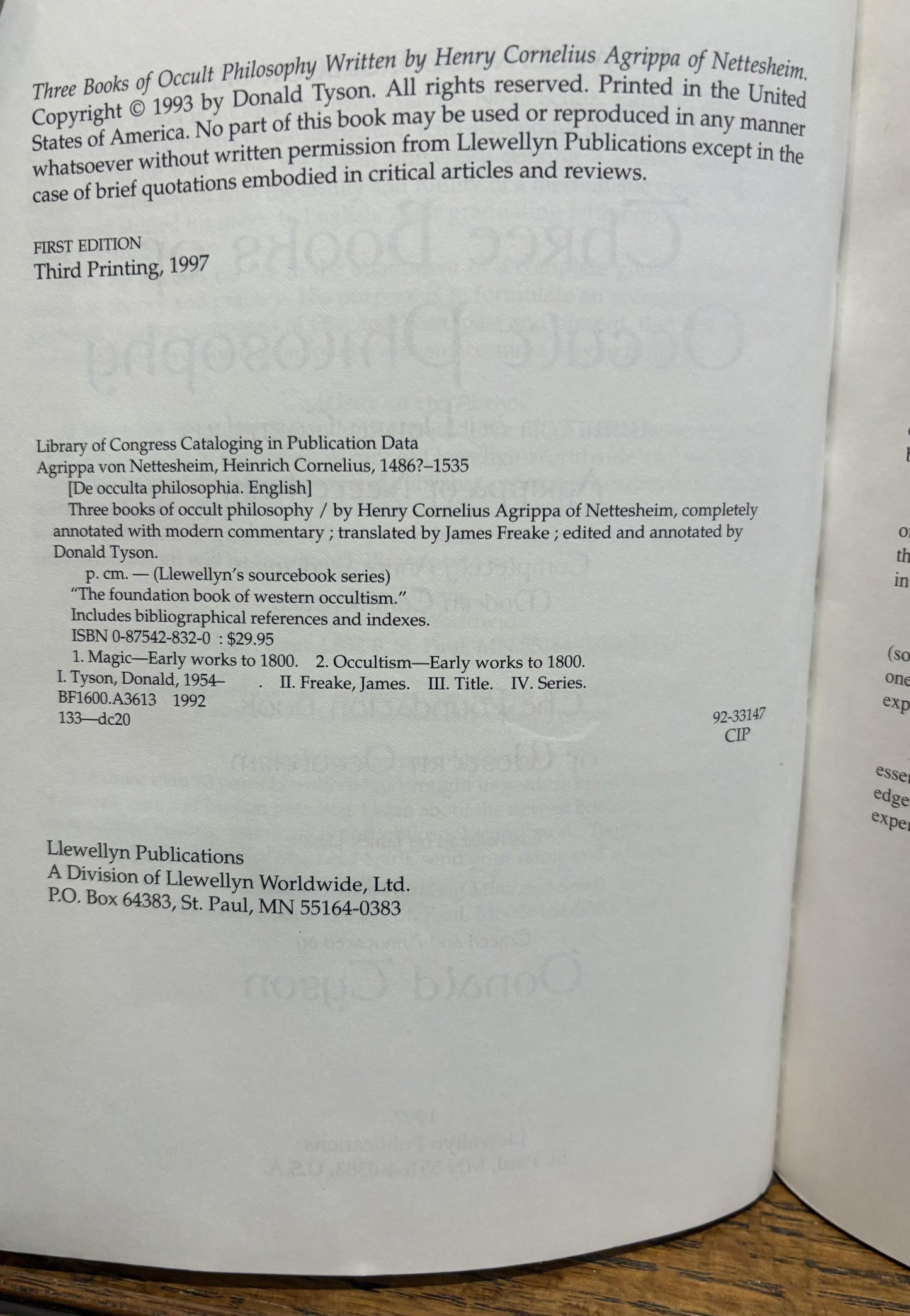 Three Books of Occult Philosophy