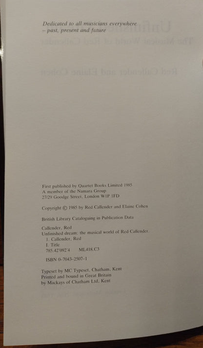 Unfinished Dream: The Musical World of Red Callender